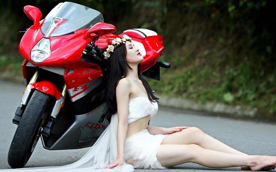 Beautiful girls and motorcycles in Petaling Jaya